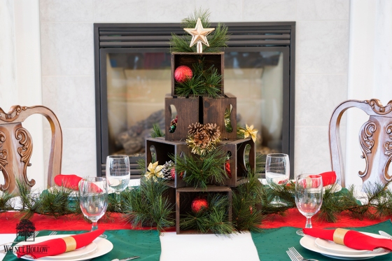 Table Centerpiece - Mini Crate Christmas Tree with Walnut Hollow Mini Crates